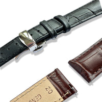 Thumbnail for Black and brown leather watch straps with metal buckles on a white background