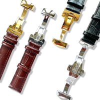Thumbnail for Collection of watch straps with different buckles on a white background