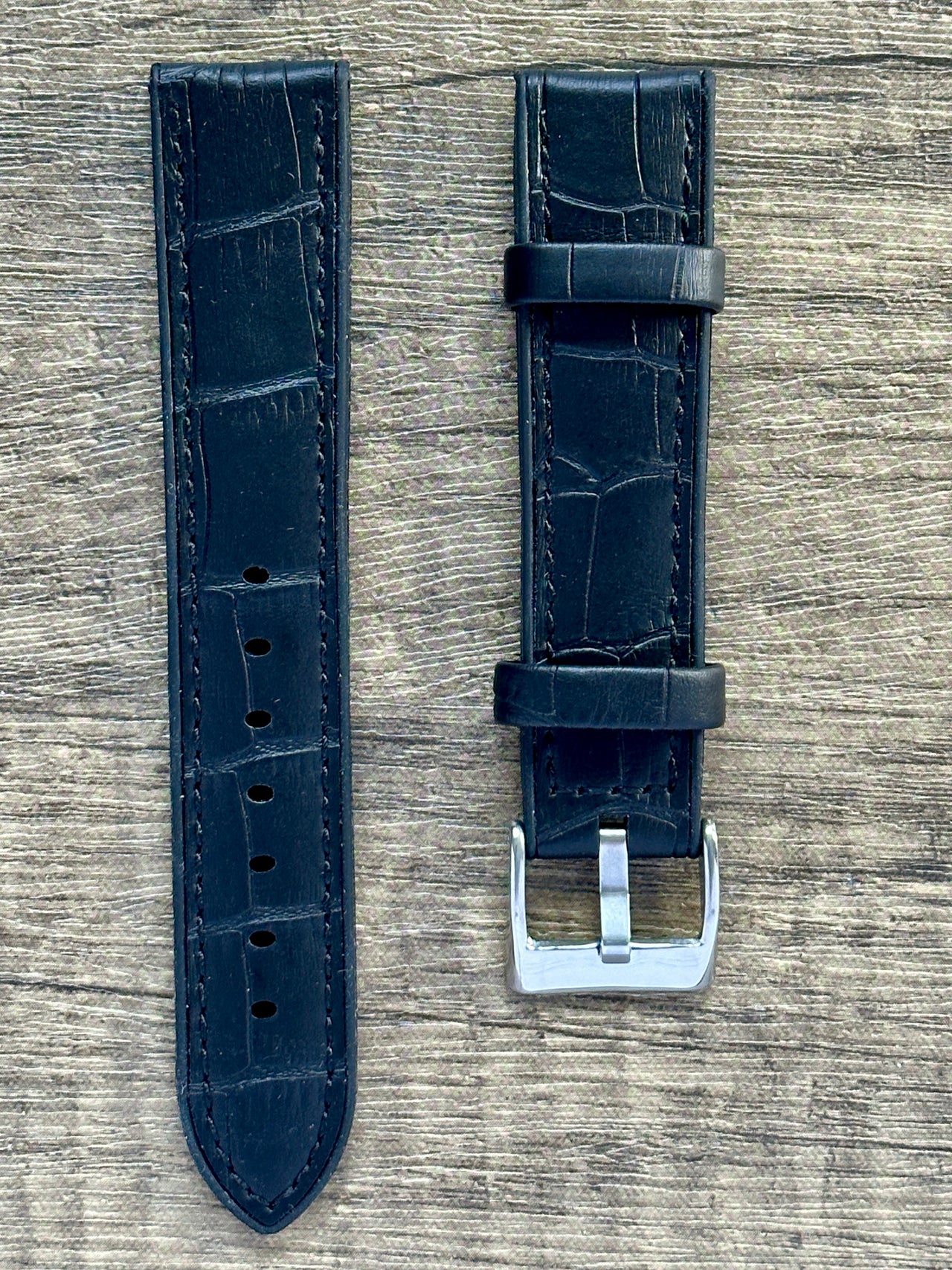 Cayman Hybrid Leather & Silicone Watch Strap- Crocodile Style Grain