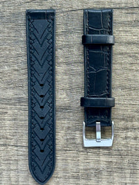 Thumbnail for Cayman Hybrid Leather & Silicone Watch Strap- Crocodile Style Grain