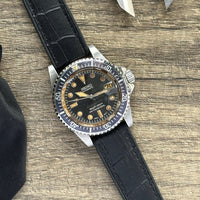 Thumbnail for Cayman Hybrid Leather & Silicone Watch Strap- Crocodile Style Grain