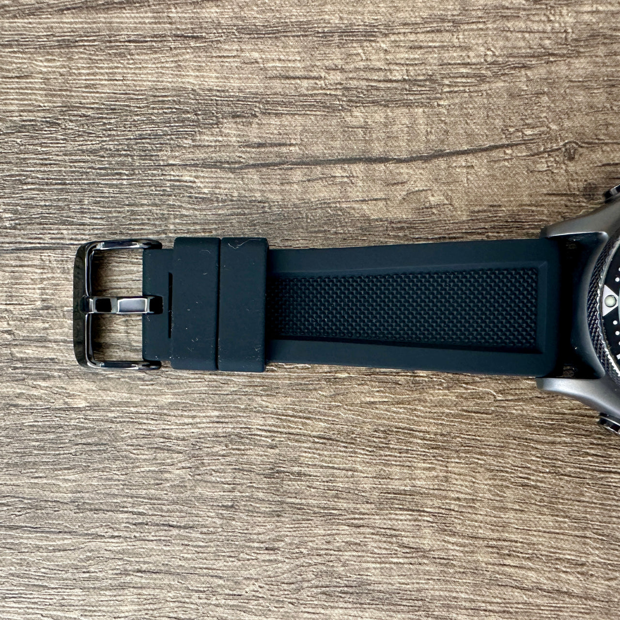 Black Silicone Rubber Divers Watch Strap