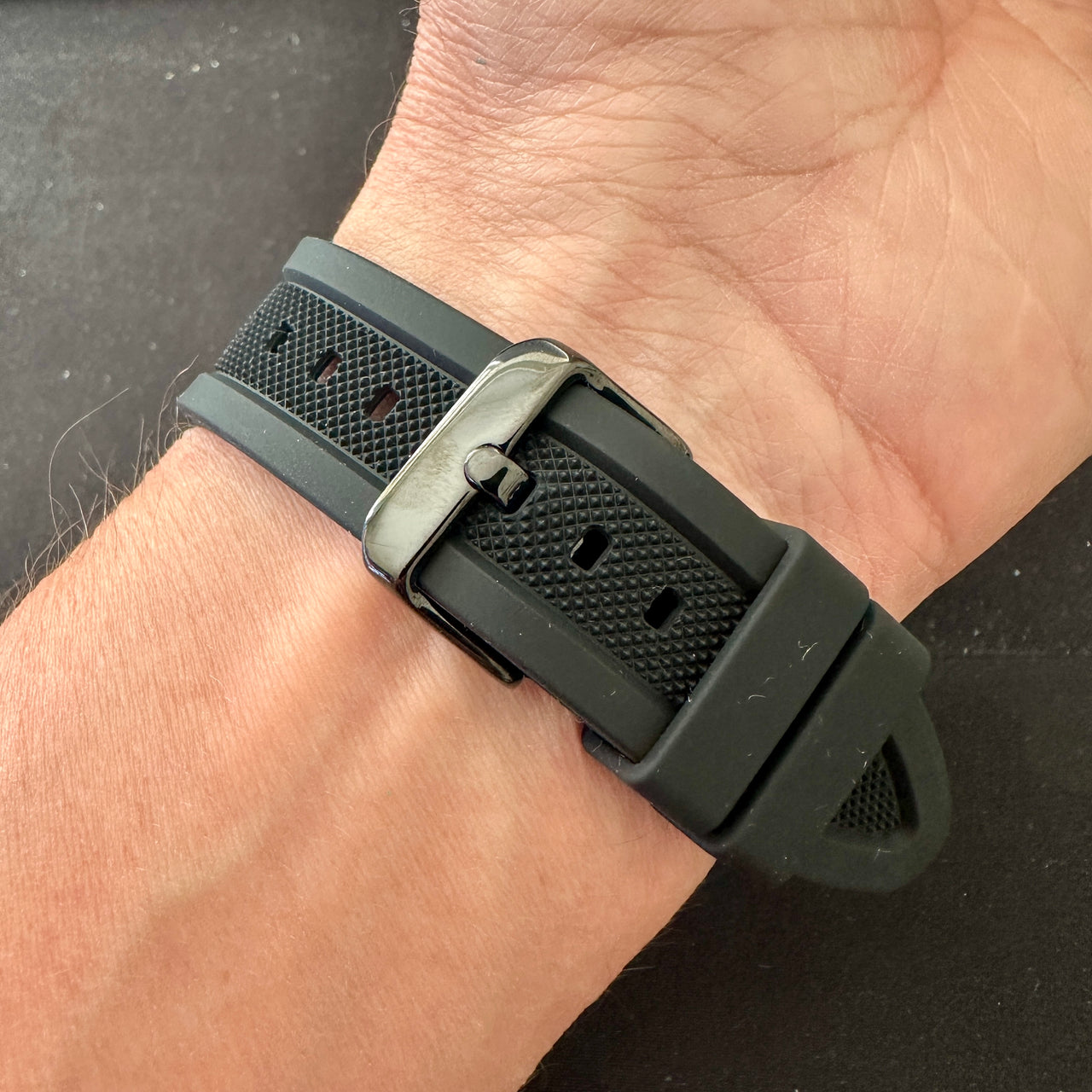 Black Silicone Rubber Divers Watch Strap