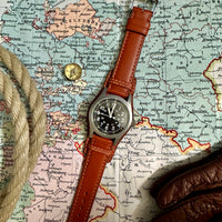 Thumbnail for RIOS1931 TULA Genuine Russia Leather Bund Watch Strap in COGNAC