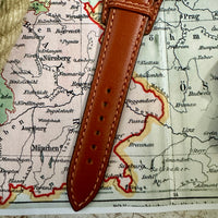 Thumbnail for RIOS1931 TULA Genuine Russia Leather Bund Watch Strap in COGNAC