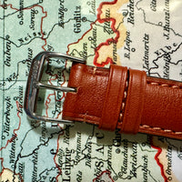 Thumbnail for RIOS1931 TULA Genuine Russia Leather Bund Watch Strap in COGNAC