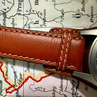 Thumbnail for RIOS1931 TULA Genuine Russia Leather Bund Watch Strap in COGNAC