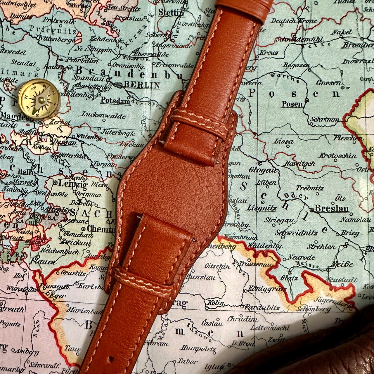 RIOS1931 TULA Genuine Russia Leather Bund Watch Strap in COGNAC