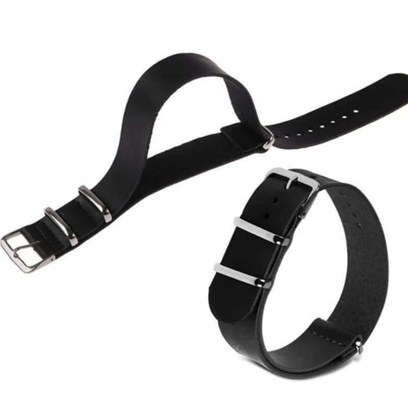 Leather Military Style Strap - Brown or Black
