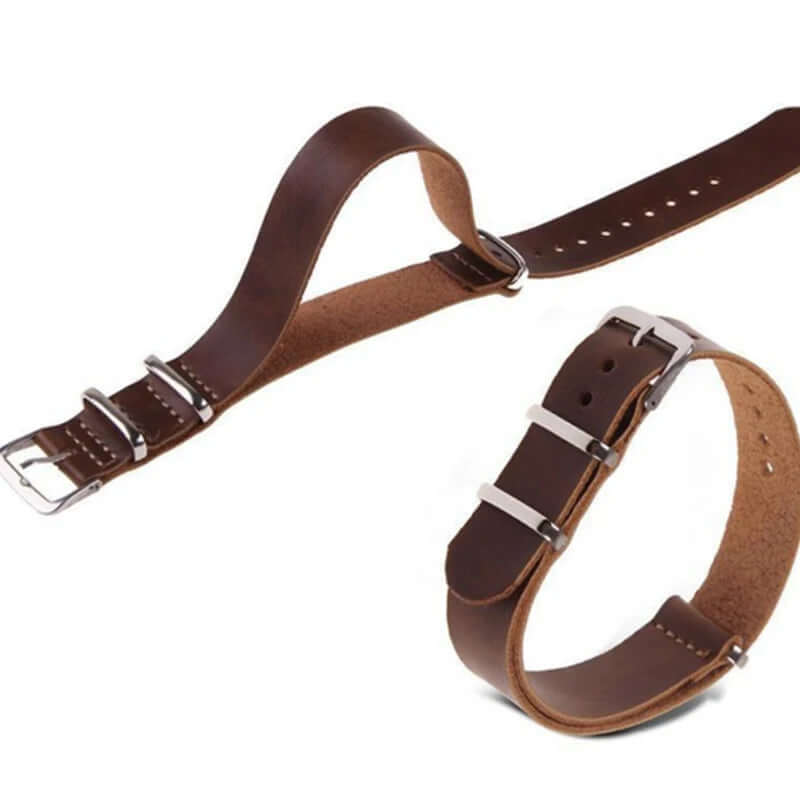 Leather Military Style Strap - Brown or Black