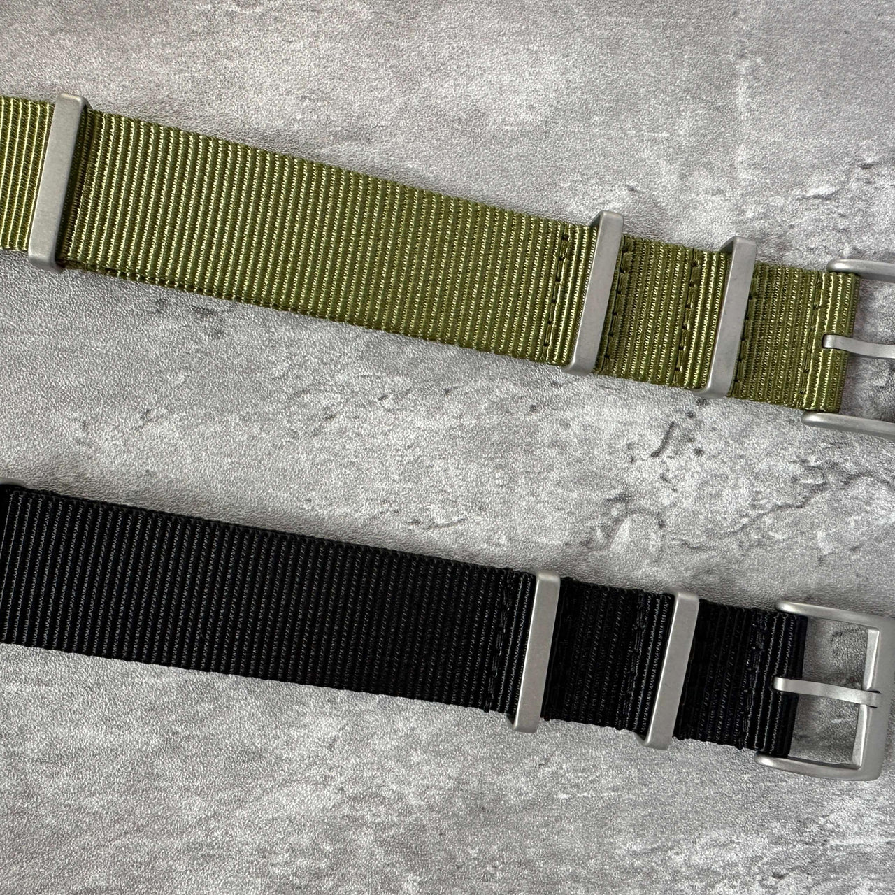 Military Field Watch Strap With Sandblasted Hardware- Available in Black or Green