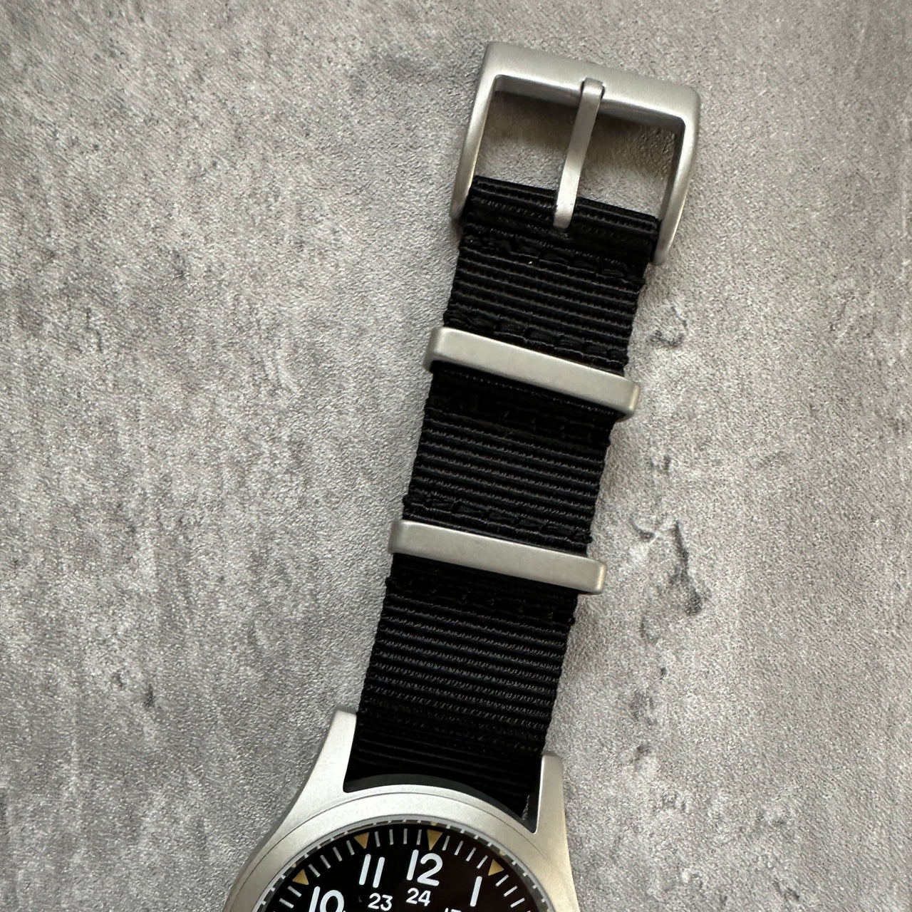 Military Field Watch Strap With Sandblasted Hardware- Available in Black or Green