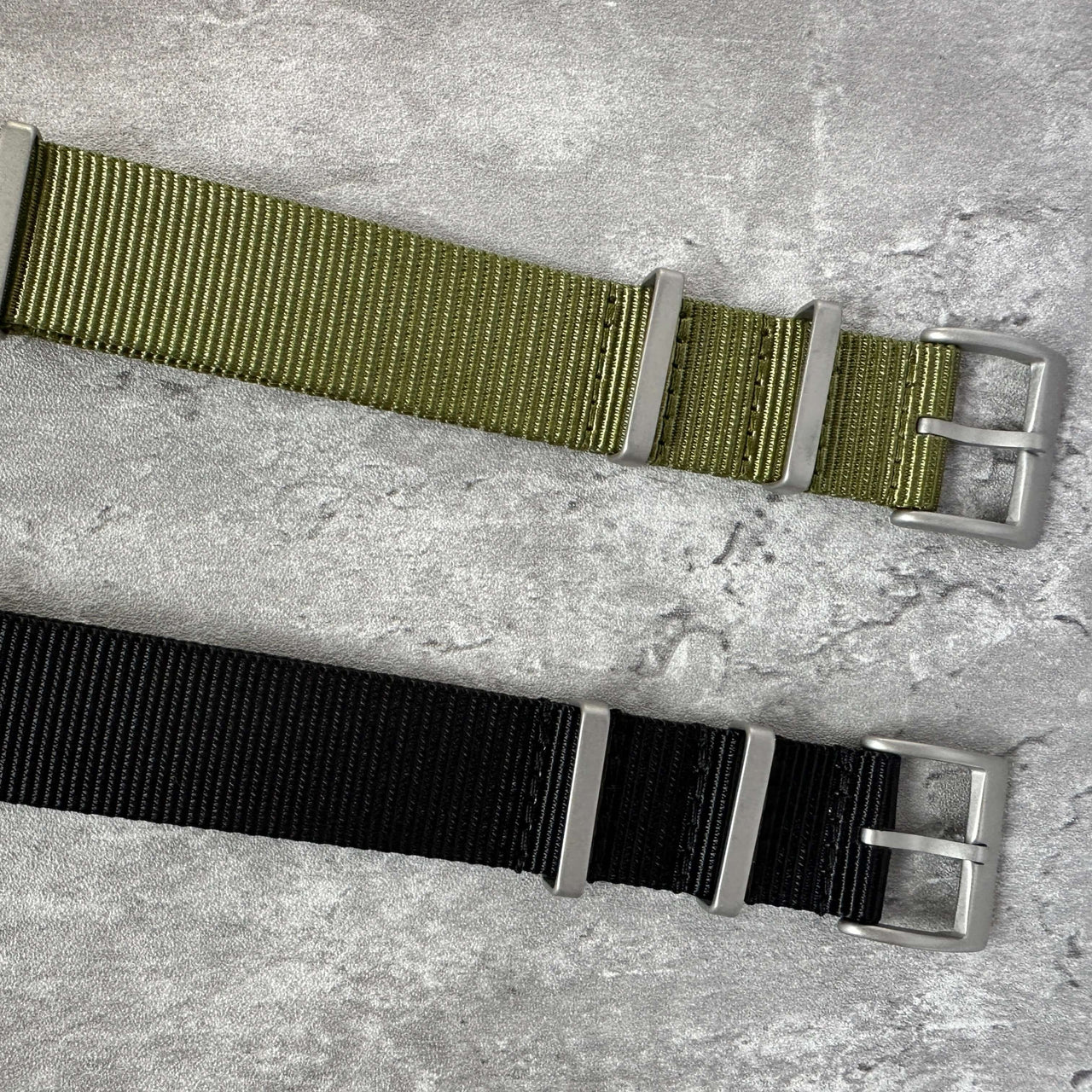 Military Field Watch Strap With Sandblasted Hardware- Available in Black or Green