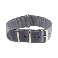 Thumbnail for Grey NATO watch strap with silver buckle on a white background