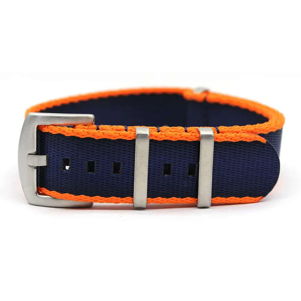 Premium Thick Woven Military Style Watch Strap - Blue & Orange