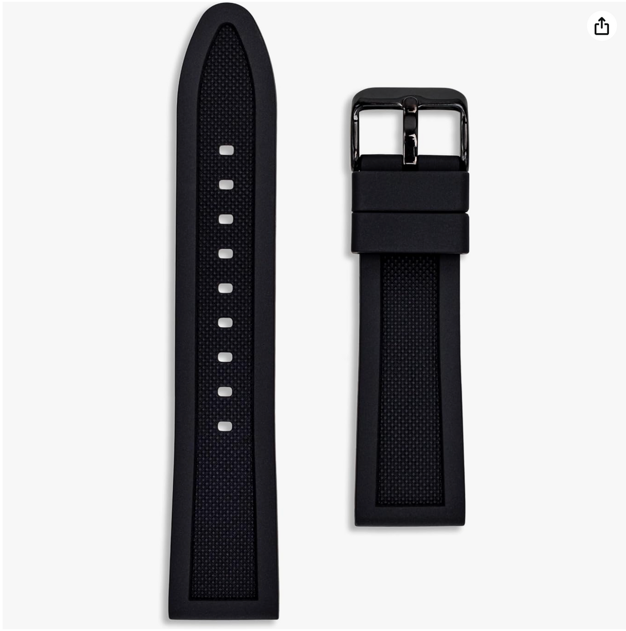 Black Silicone Rubber Divers Watch Strap