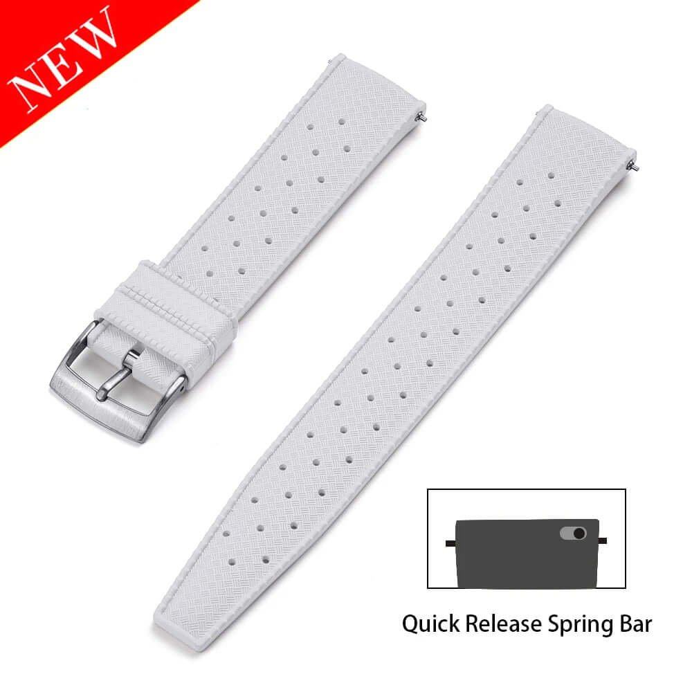 White Tropical FKM Rubber Watch Strap