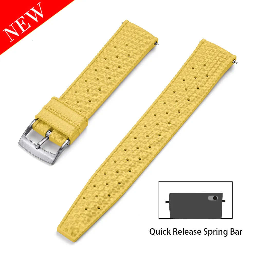 Yellow Tropical FKM Rubber Watch Strap