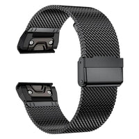 Thumbnail for Garmin Compatible Milanese Steel Watch Strap - Black Tactical PVD Treated