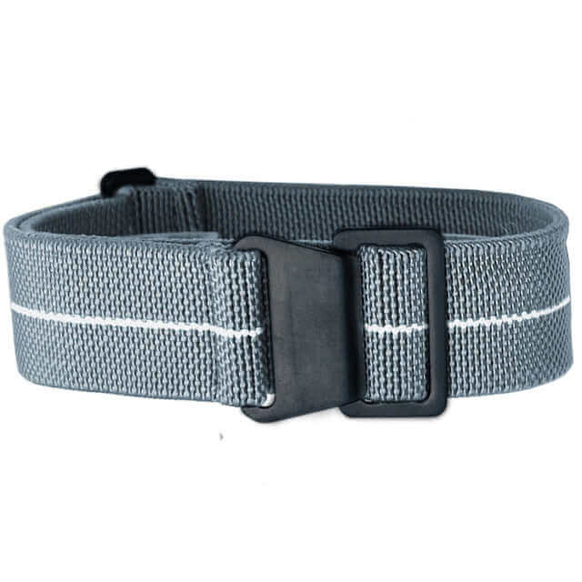 Marine Nationale Military Style Elastic Strap - Grey & White- Black Buckle