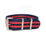 Premium Woven Military Style Watch Strap - Blue Navy & Red Stripes