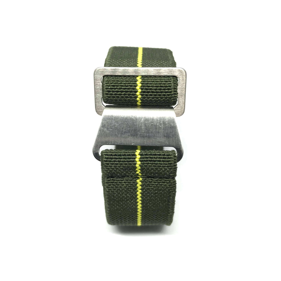 Marine Nationale Military Style Elastic Strap - Military Green & Yellow