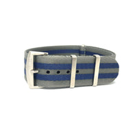 Thumbnail for Premium Woven Military Style Watch Strap - Grey & Blue Stripes