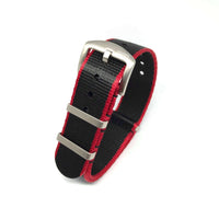 Thumbnail for Premium Thick Woven Military Style Watch Strap - Black & Red