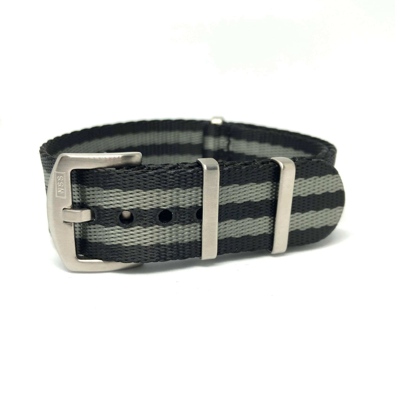 Premium Thick Woven Military Style Watch Strap - Black & Grey Bond