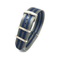 Thumbnail for Premium Woven Military Style Watch Strap - Grey & Blue Stripes