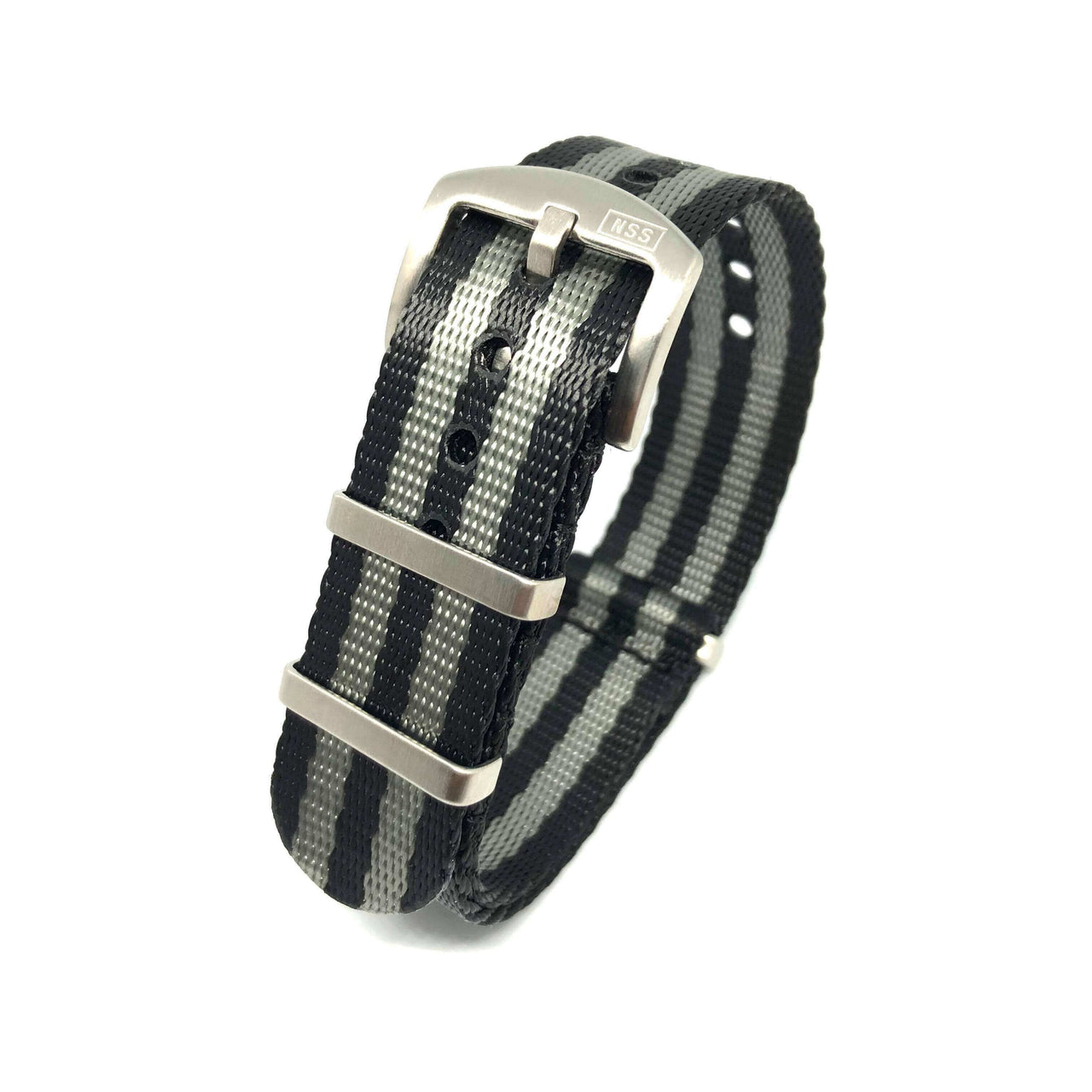 Premium Thick Woven Military Style Watch Strap - Black & Grey Bond