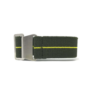 Marine Nationale Military Style Elastic Strap - Military Green & Yellow