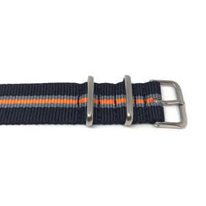 Classic Military Style Strap - Black, Grey & Orange