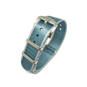 Premium Thick Woven Military Style Watch Strap - Sky Blue & Grey