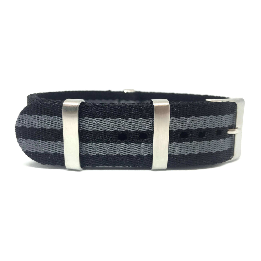 Seatbelt Military Style Strap - Bond Black and Grey Luxury Seatbelt