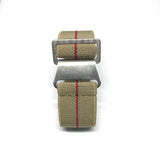 Marine Nationale Military Style Elastic Strap - Khaki & Red