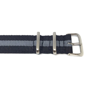Classic Military Style Strap - Black & Grey Single