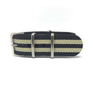 Classic Military Style Strap - Black & Cream