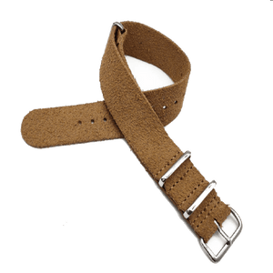 Suede Leather Military Style Strap - Beige