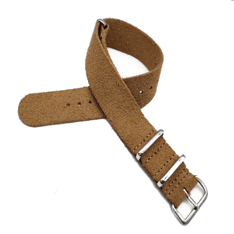 Suede Leather Military Style Strap - Beige