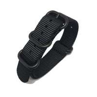 Thumbnail for Zulu Military Style Strap - Black - Black Buckle