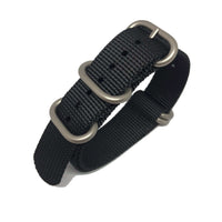 Thumbnail for Zulu Military Style Strap - Black - Silver Buckle
