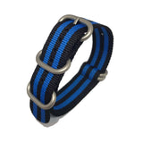 Zulu Military Style Strap - Black & Blue - Silver Buckle