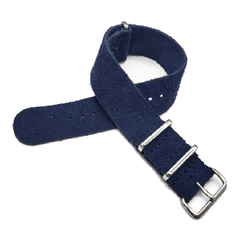Suede Leather Military Style Strap - Royal Blue