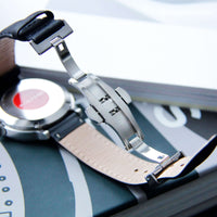 Thumbnail for Butterfly Clasp Watch Strap- Padded Smooth Grain Genuine Leather Luxury Calf Hide- Double Stitched Hand-made