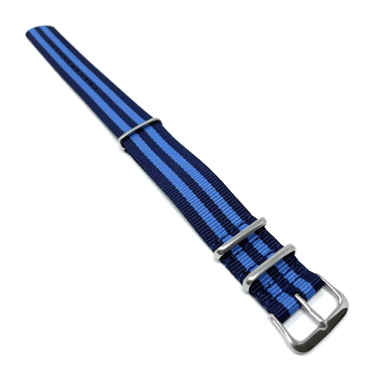 Classic Military Style Strap - Black & Blue Stripes