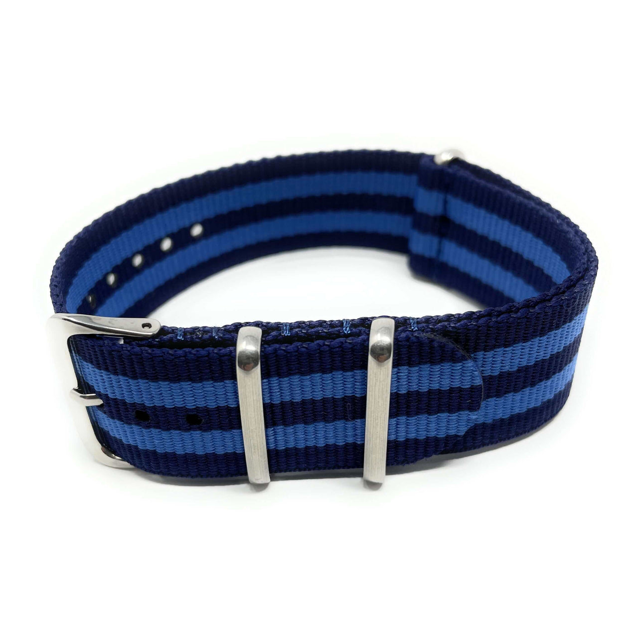 Classic Military Style Strap - Black & Blue Stripes