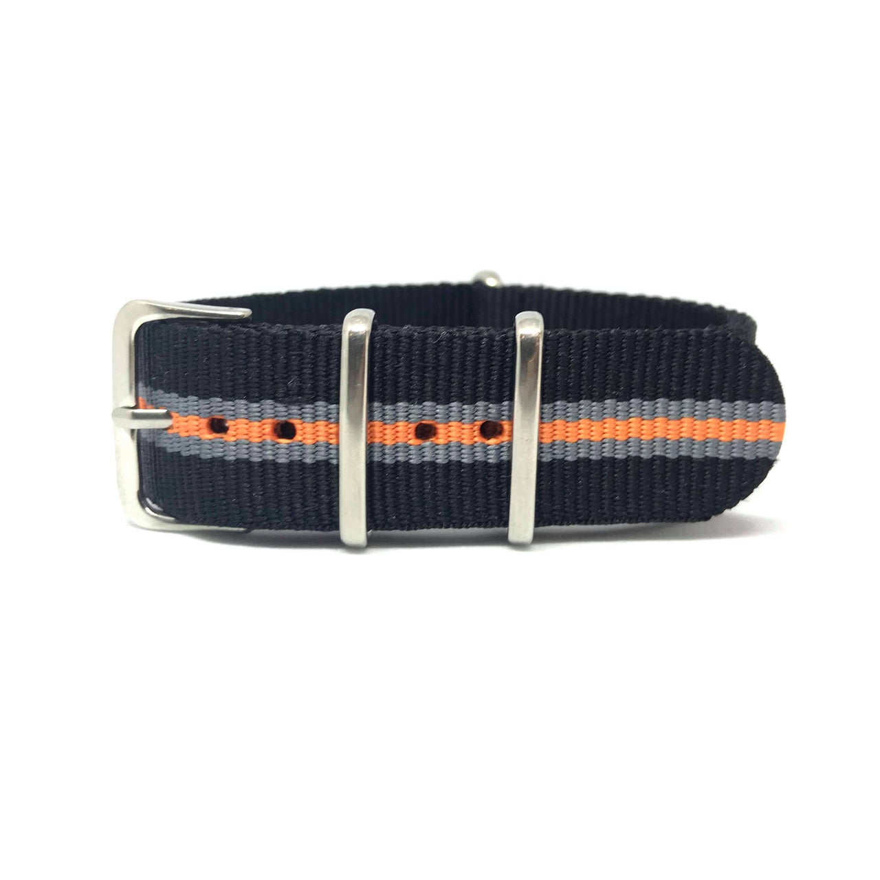 Classic Military Style Strap - Black, Grey & Orange