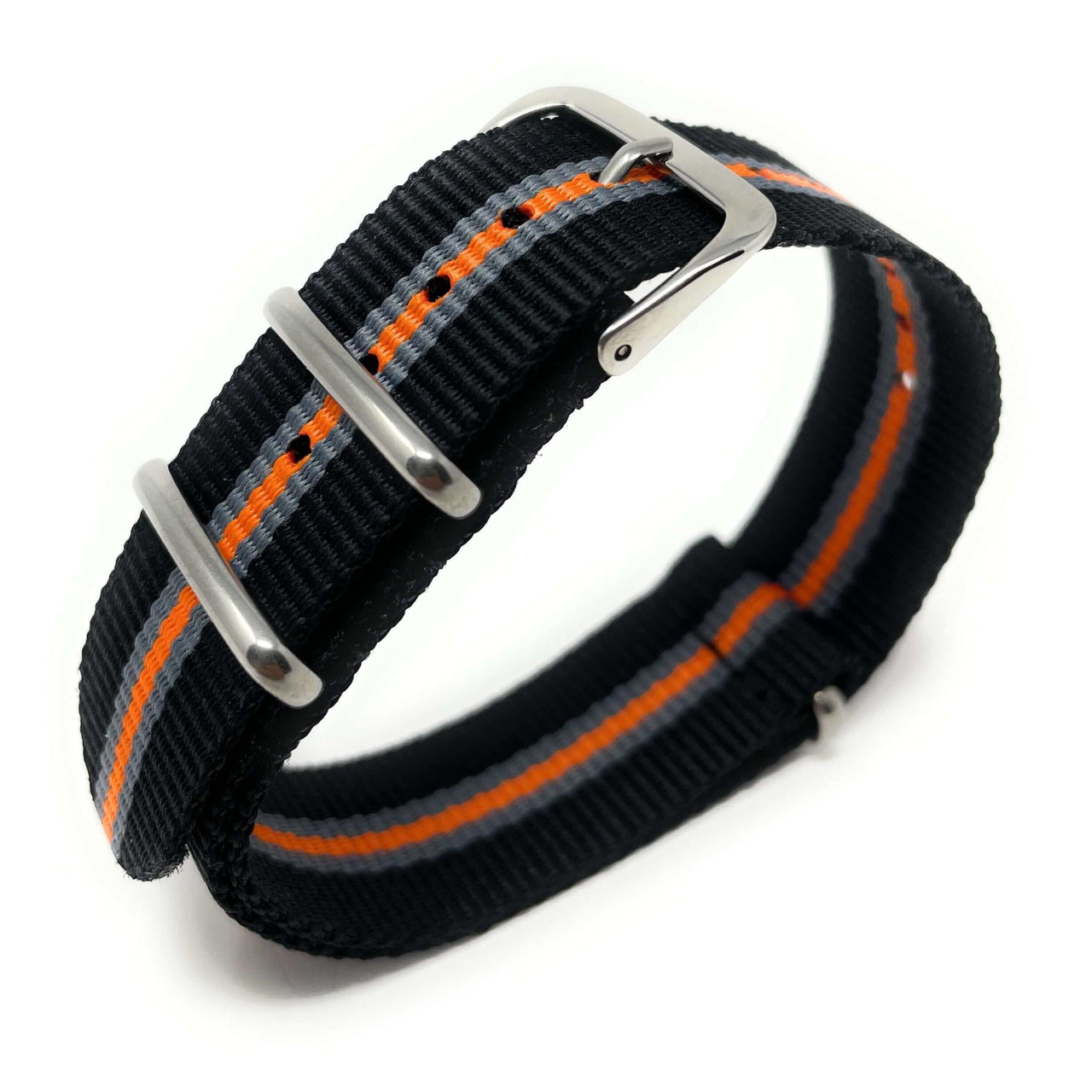 Classic Military Style Strap - Black, Grey & Orange