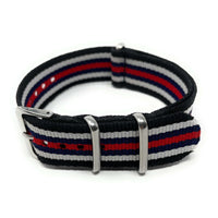 Thumbnail for Classic Military Style Strap - Black, White, Blue & Red Stripes